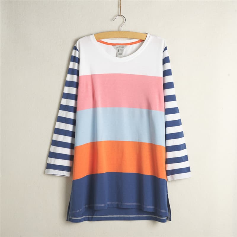 Exportação Original juventude camiseta feminina novo estilo primavera contraste cor europeu americano Casual manga compr