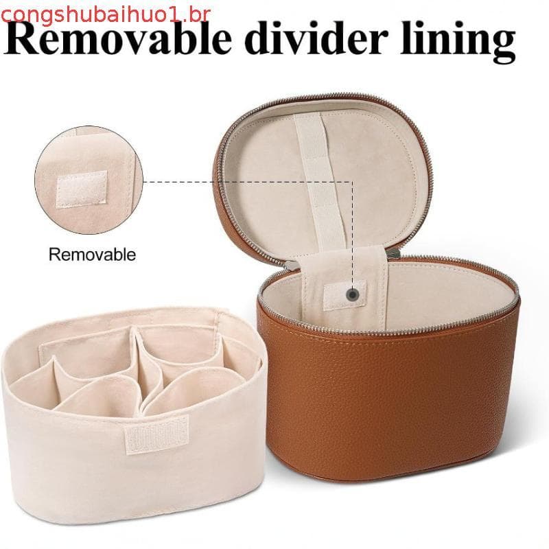 Bolsa Cosmética De Couro PU De Grande Capacidade Portátil Removível Com Base À Prova D'água Para Viagens