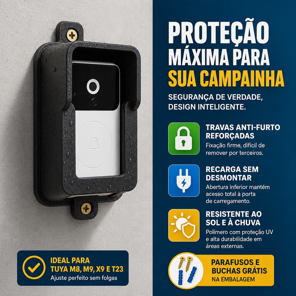 Suporte de Proteção Anti-Furto para Campainha Tuya M8 M9 X9