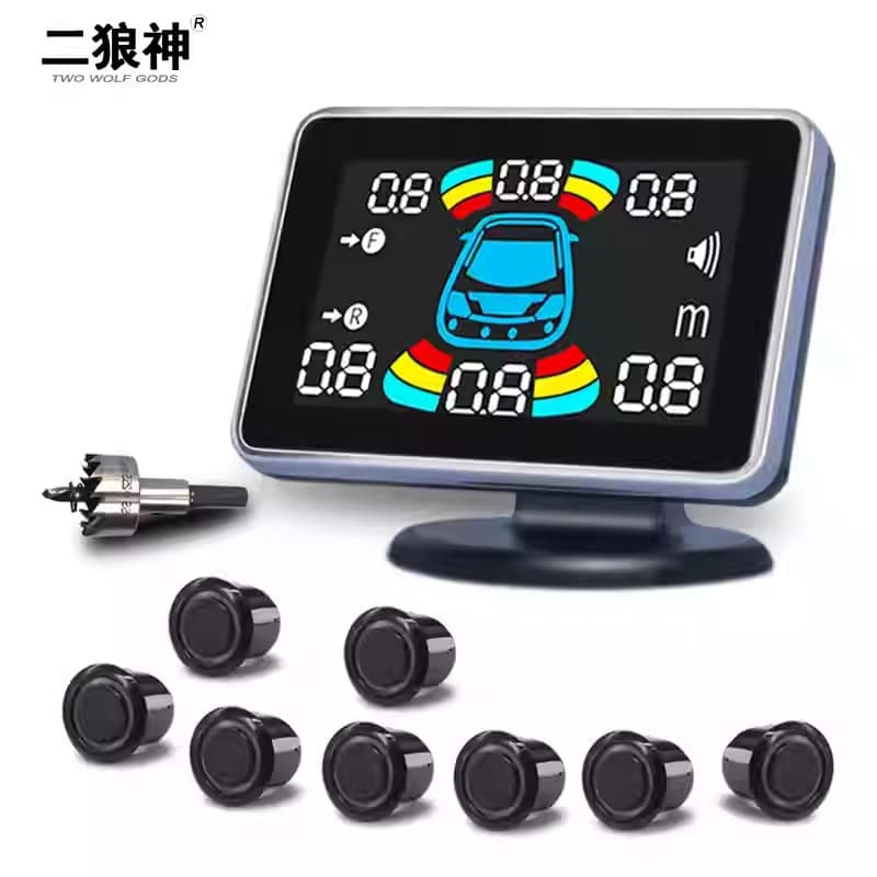 [Seleção Premium] Radar de Ré para Carro com 4, 6, 8 Sensores, Alarme Visual Integrado Universal Frontal e Traseiro com