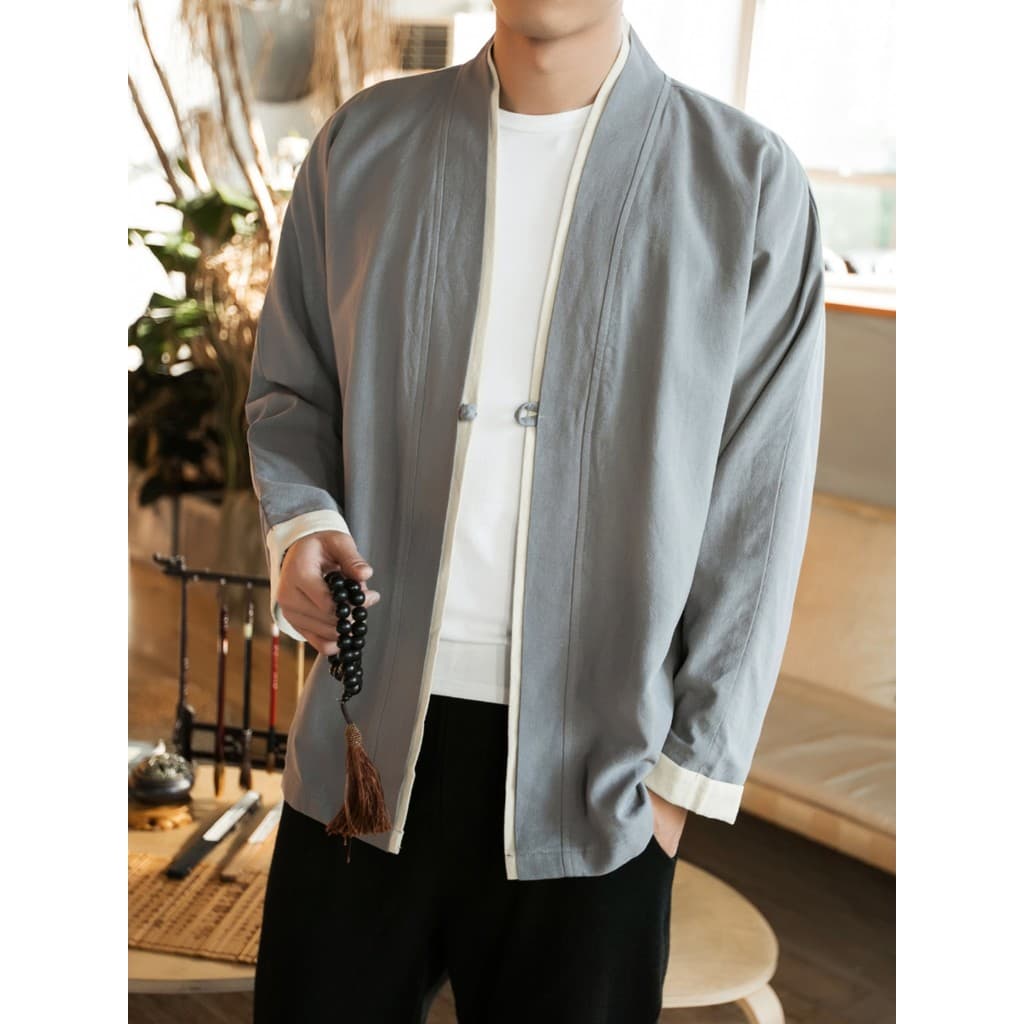 Primavera outono Retro estilo chinês roupas masculinas taoísta Robe Layman roupas Tang terno estilo chinês melhorado Han