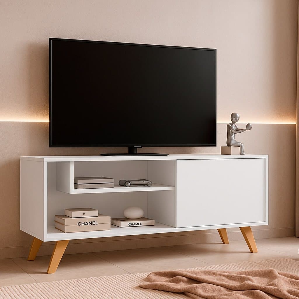 QUEIMA DE ESTOQUE!!Rack de TV para Sala Moderno Estante com Prateleiras Heitor até 50 Polegadas