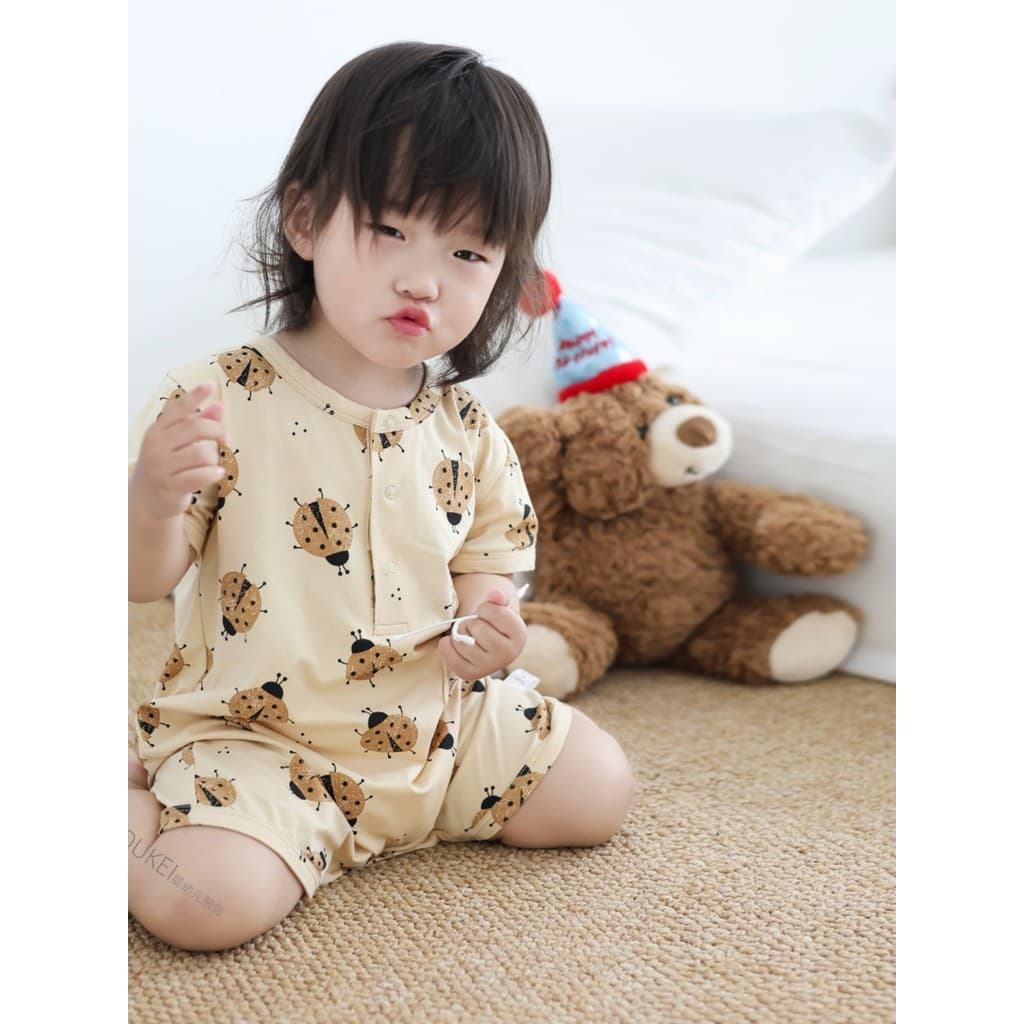 Verão bebê Super elegante bonito macacão de bebê menino puro algodão fino macacão bebê menina de manga curta macacão