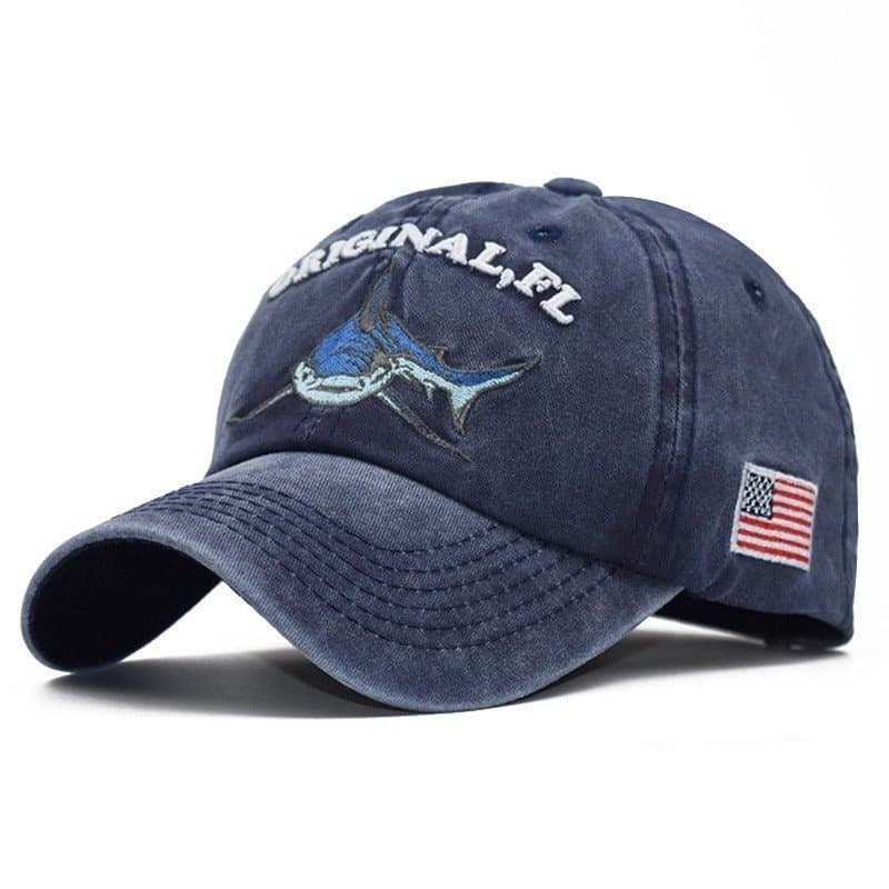Chapéus De Beisebol Tubarão Algodão Lavado Masculino Feminino Ajustável Bordado Peixe Snapback Boné Hip Hop Chapéu
