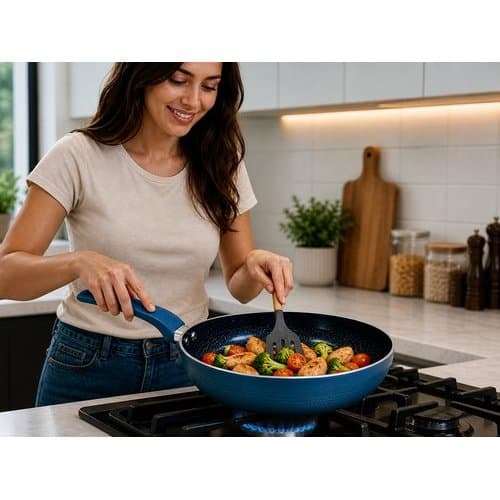Frigideira Ceramica Antiaderente 26cm Revestimento Duravel Facil Limpeza Azul
