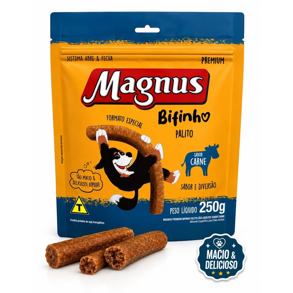 Petisco Bifinho Magnus Palito Carne 250G Recompensa Treinamento Diversão