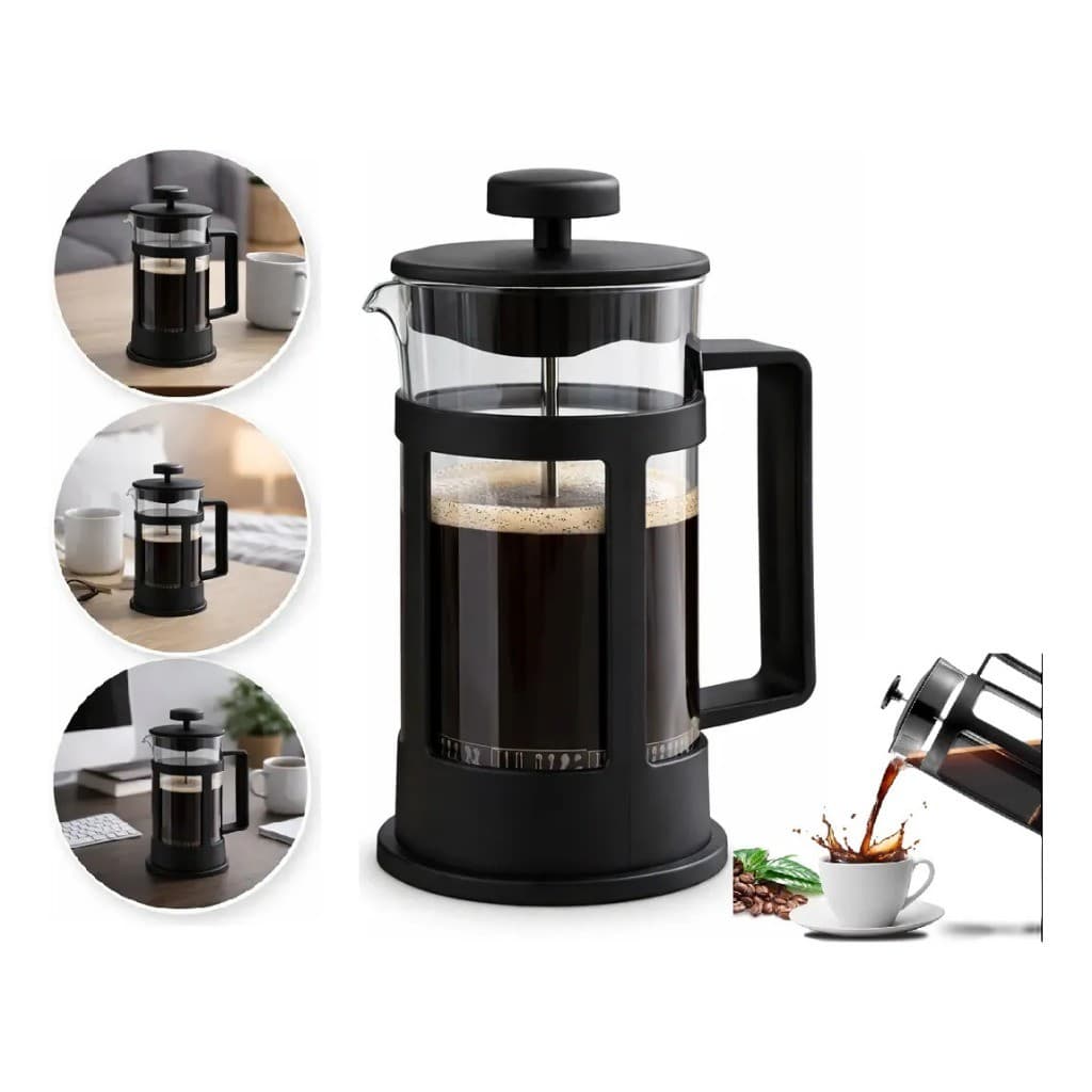 Cafeteira Prensa Francesa 600ml com Cremeira | Café e Cappuccino Jarra de Vidro