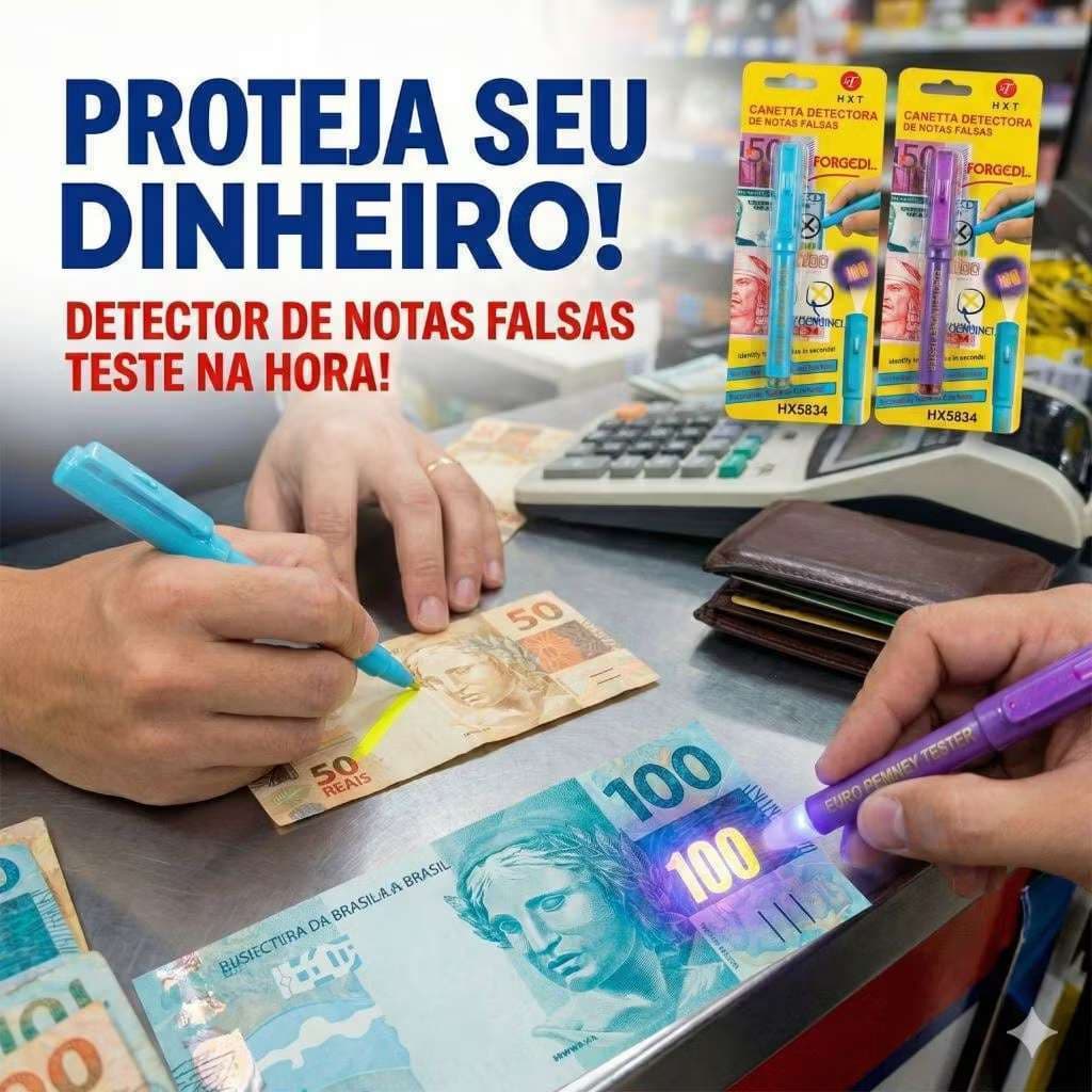 Kit 2 Canetas Detectoras de Dinheiro Falso com Luz UV – Testador Portátil de Notas Falsas