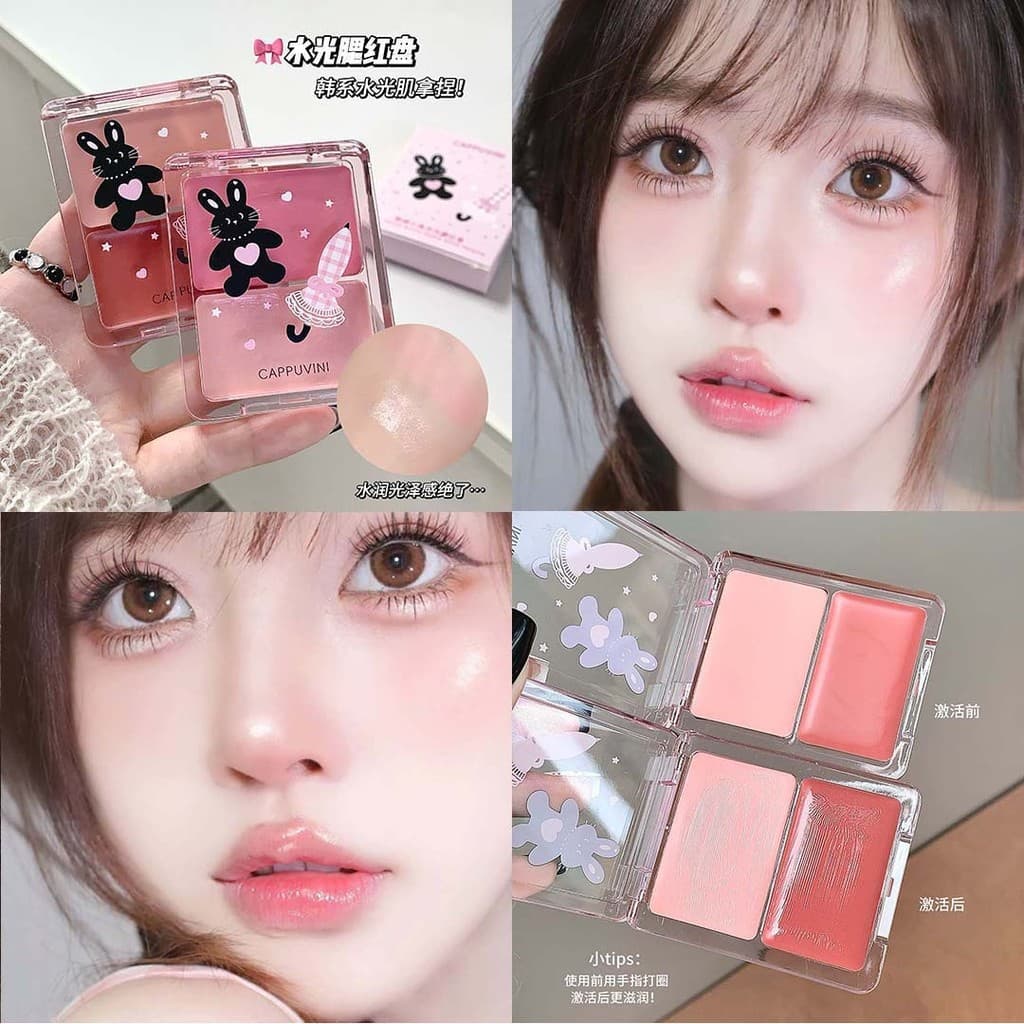 Rosa veludo coelho brilho de água blush paleta creme líquido lama multiuso sol vermelho blush roxo alto brilho tudo-in @