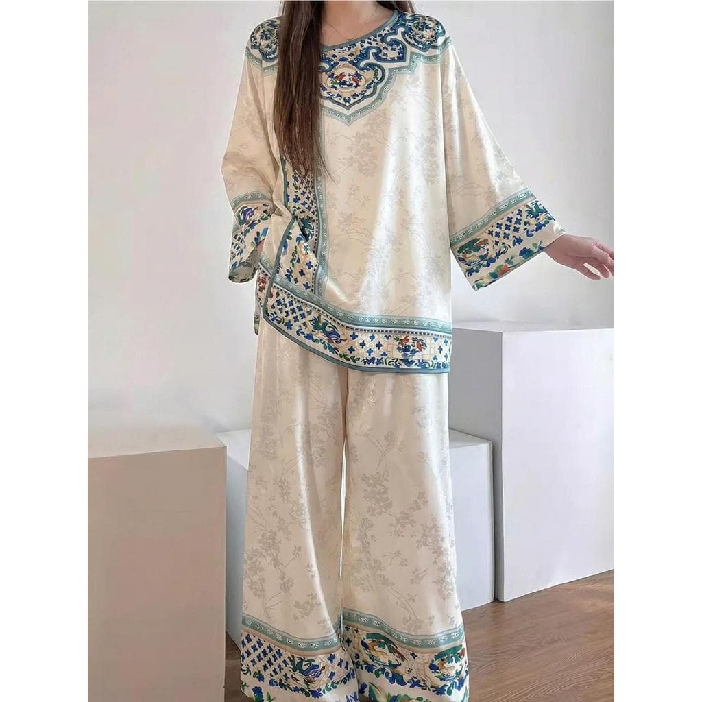 Estilo palácio pijamas feminino primavera outono gelo seda legal sentimento manga longa 2026 novo Retro High-End novo ve