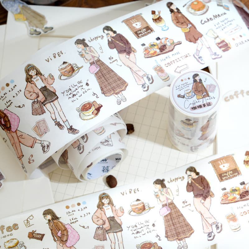[Estoque pronto] Fita Crepúsculo Muguang Walk Series Manual Literário Estilo Coreano Material DIY Adesivos Decorativos d