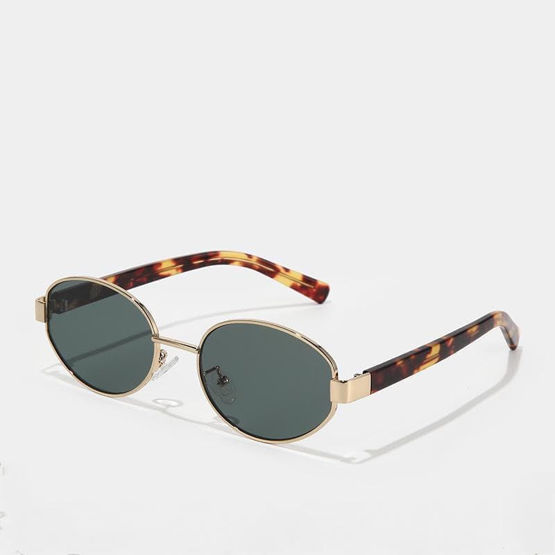Óculos de Sol Ovais Retrô Femininos, Óculos de Sol de Metal Modernos, Proteção UV400, Óculos de Sol Decorativos para Hom