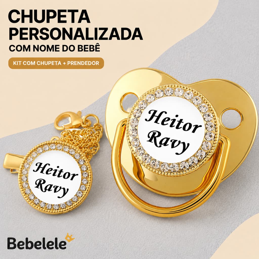 Chupeta para bebê menino, personalizada com nome e foto, indicada para P (0-6 meses)