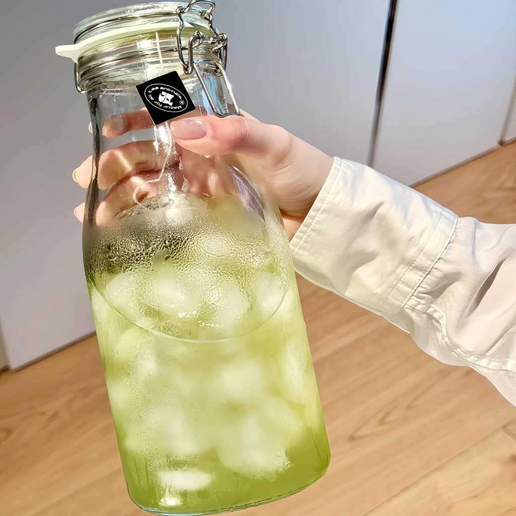 Garrafa de vidro com tampa selada pode casa bebida caseira pote de fermentação fria garrafa de leite de café recipiente