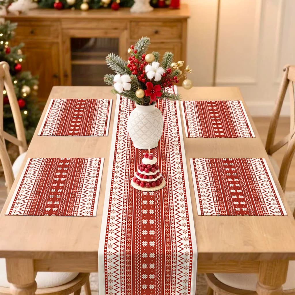 Corredor de mesa de natal toalha de mesa vermelha tapete de decoração de natal americano High-End mesa de café cena Layo