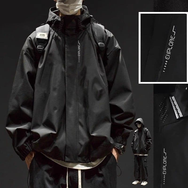 Jaqueta masculina primavera outono ao ar livre funcional impermeável estilo fino com capuz à prova de vento macacão jaqu