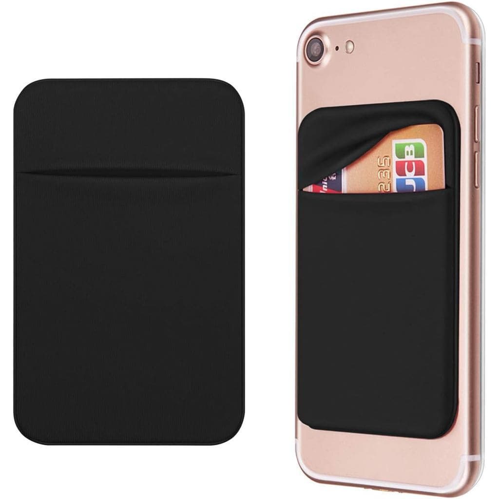 Capa de celular e porta-cartões autoadesivo, adequado para iPhone e Android, preto