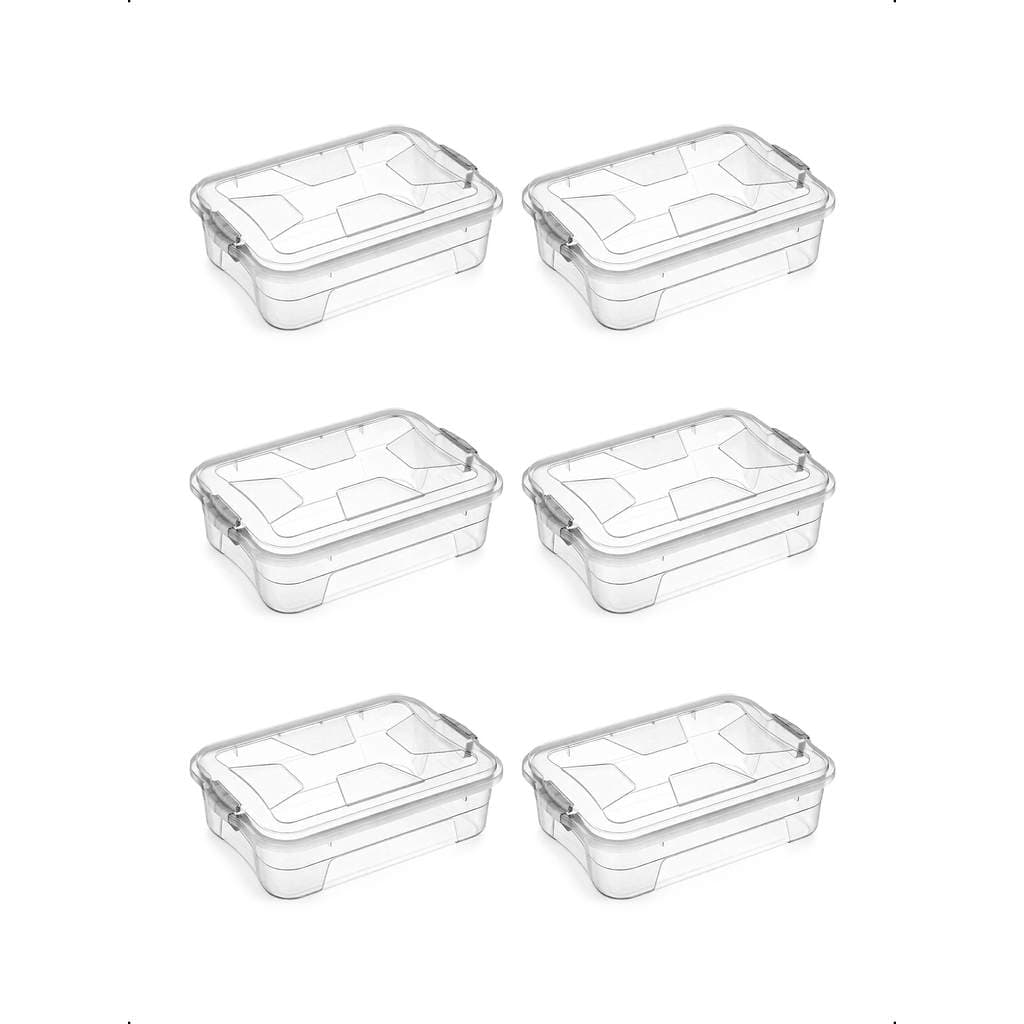 Kit 6 Caixa Organizadora 6L Transparente Tampa Multiuso Casa
