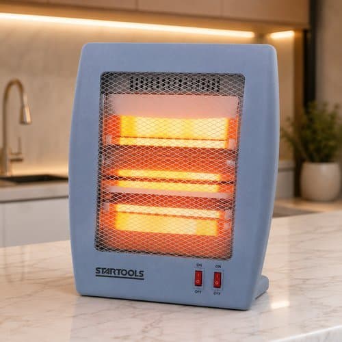 Aquecedor Eletrico Quartzo Portatil Ambiente 36cm Cinza 127V/220 V Conforto Economia Conforto Dias Frios