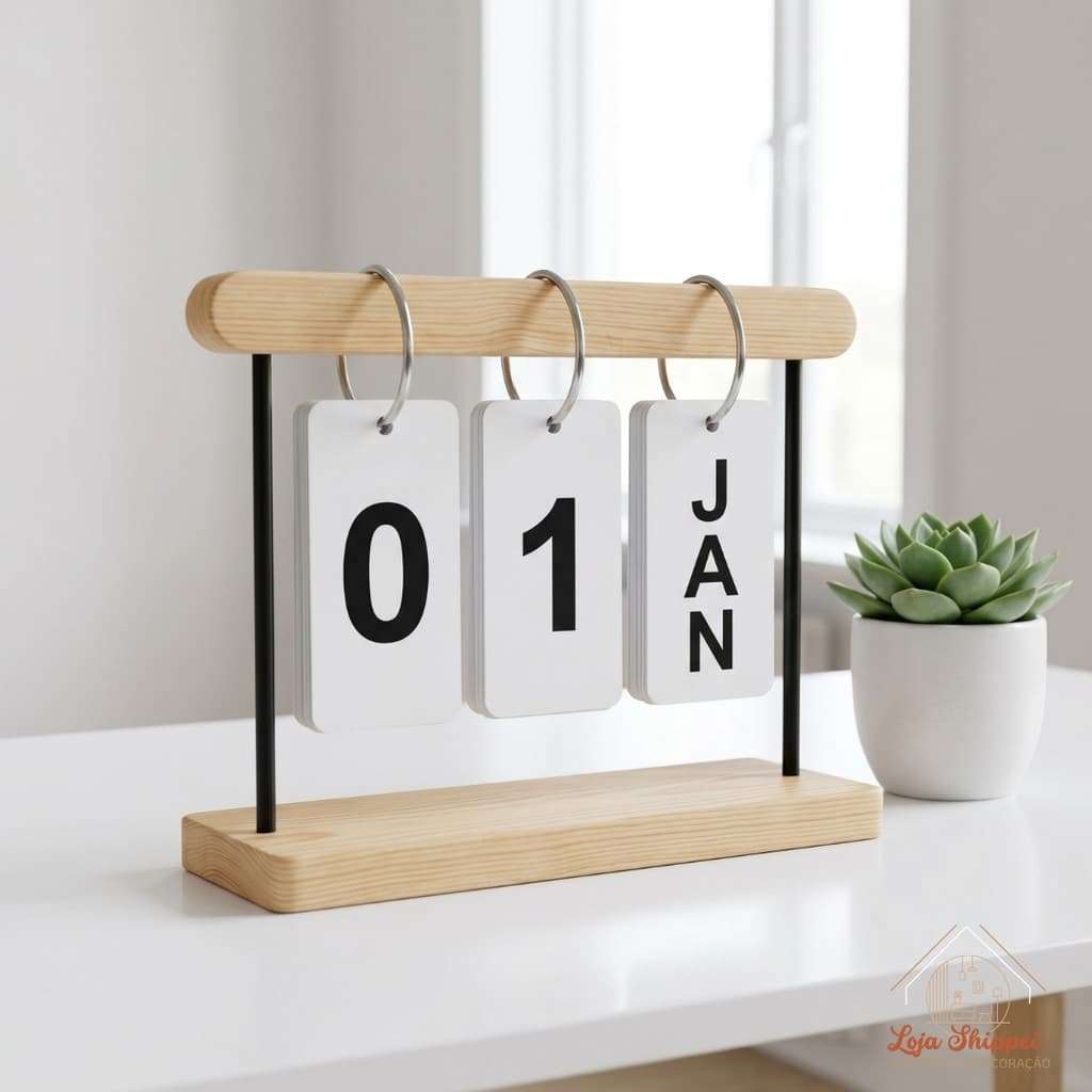 Calendário de Mesa Permanente de Madeira Escritório Rack Casa Decorativo