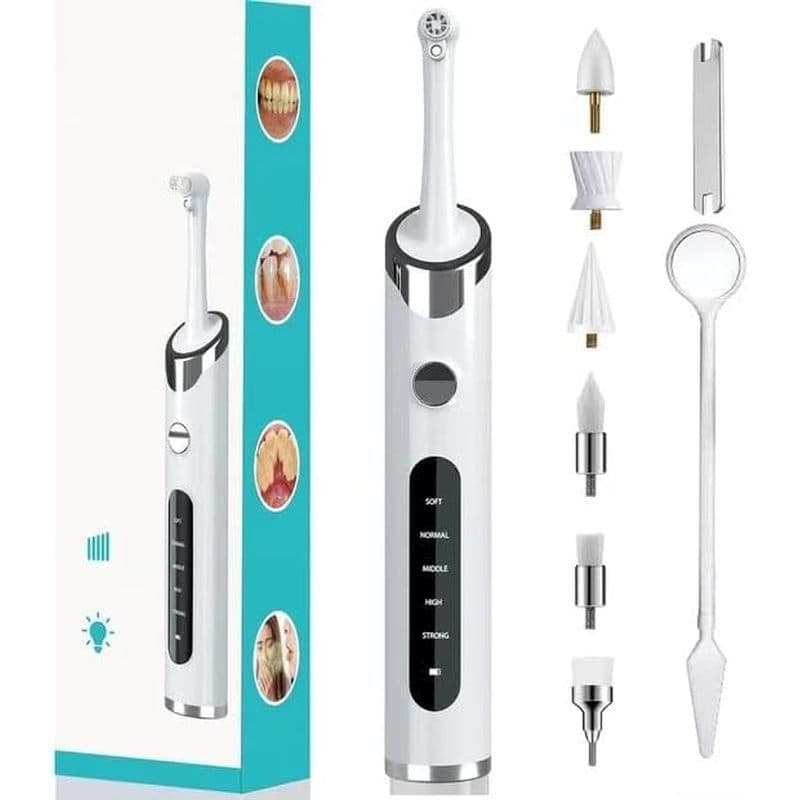 Kit Polidor De Dentes Coobest Com 5 Modos De Velocidade E 5 Cabeças , Clareamento Dental Para Limpeza Luz LED , Esmalte