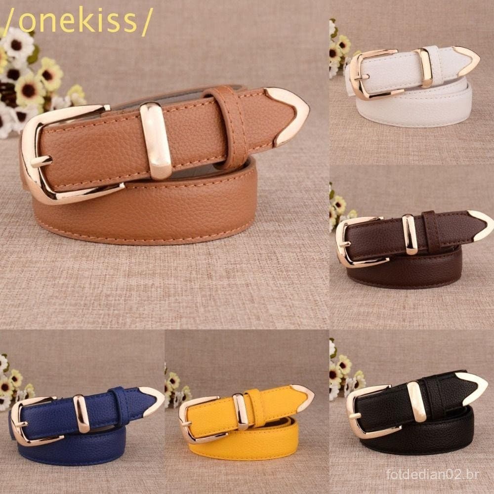 KISS1 Cinto Feminino , Cintos De Luxo Ajustáveis , Tendência Sólida Vintage Casual Simples De Couro Jeans