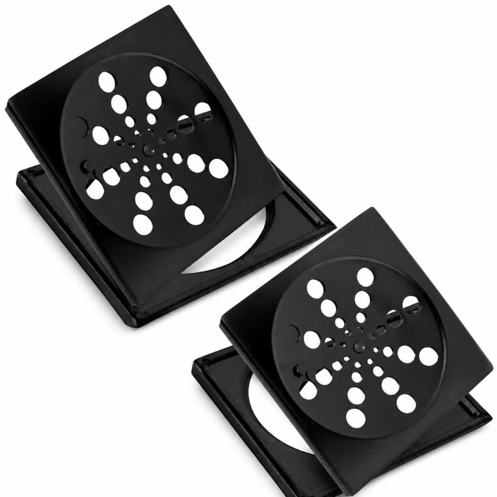 Kit 2 Ralo de Banheiro Preto 10x10 Inox Veda Cheiro Anti Insetos Quadrado Com Fechamento