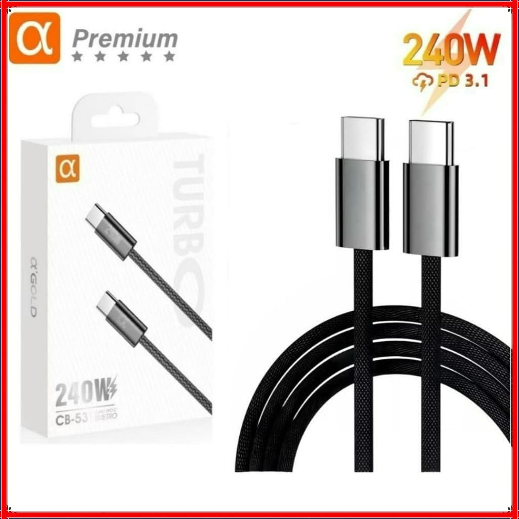 Cabo Tipo c Turbo 240W PD cabo USB  -Tipo c Para Macbook iPhone iPad original carregamento super rápido A`GOLD CB-53