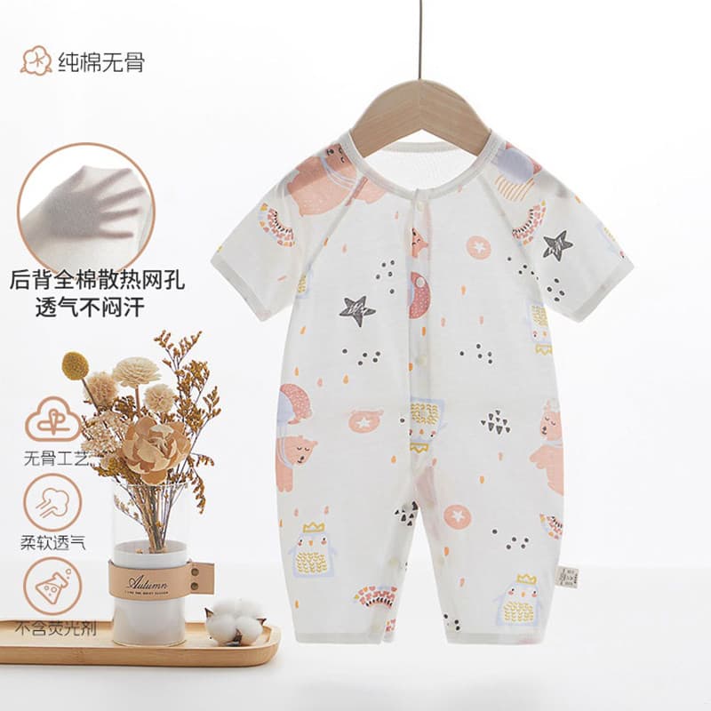 Roupas de bebê calças finas de manga curta macacão de bebê verão puro algodão recém-nascido macacão pijamas de verão