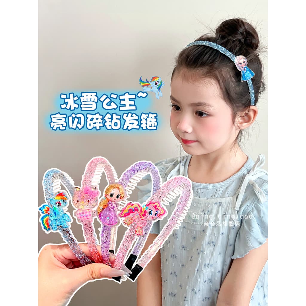Crianças princesa Elsa bandana meninas não estrangular bandana dente antiderrapante bandana menina franja testa Hairpin