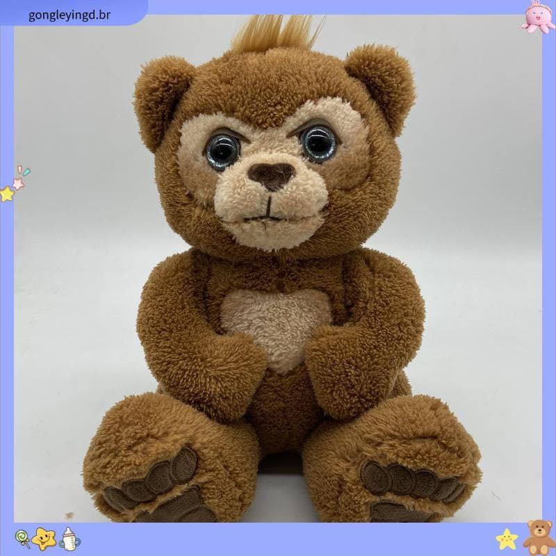 24cm Curious Interactive Bear Plush Toy Cute Electric Music Lovely Stuffed Kids Aniversário De Natal Presente