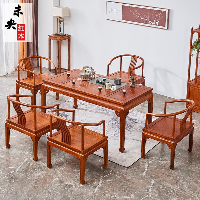Mesa de chá de mogno combinação de cadeira mesa de chá de jacarandá africano novo estilo chinês mesa de chá multifuncion