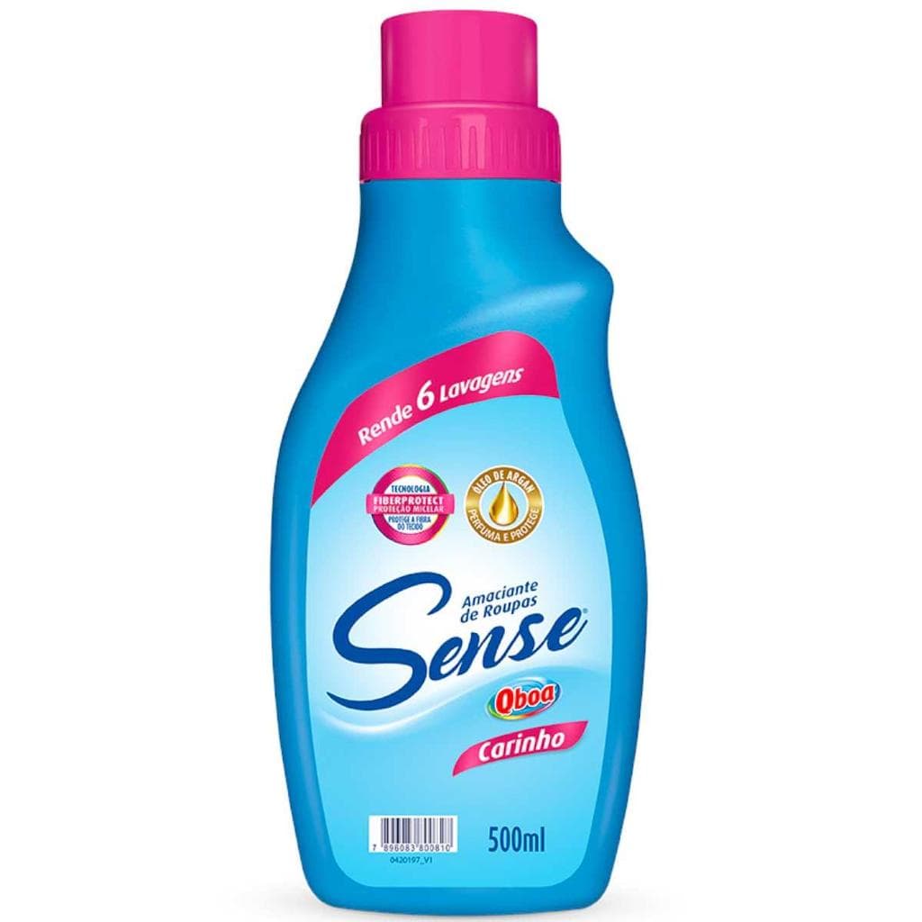 Amaciante Sense Qboa Carinho 500ml FiberProtect Óleo De Argan Perfume Duradouro Original