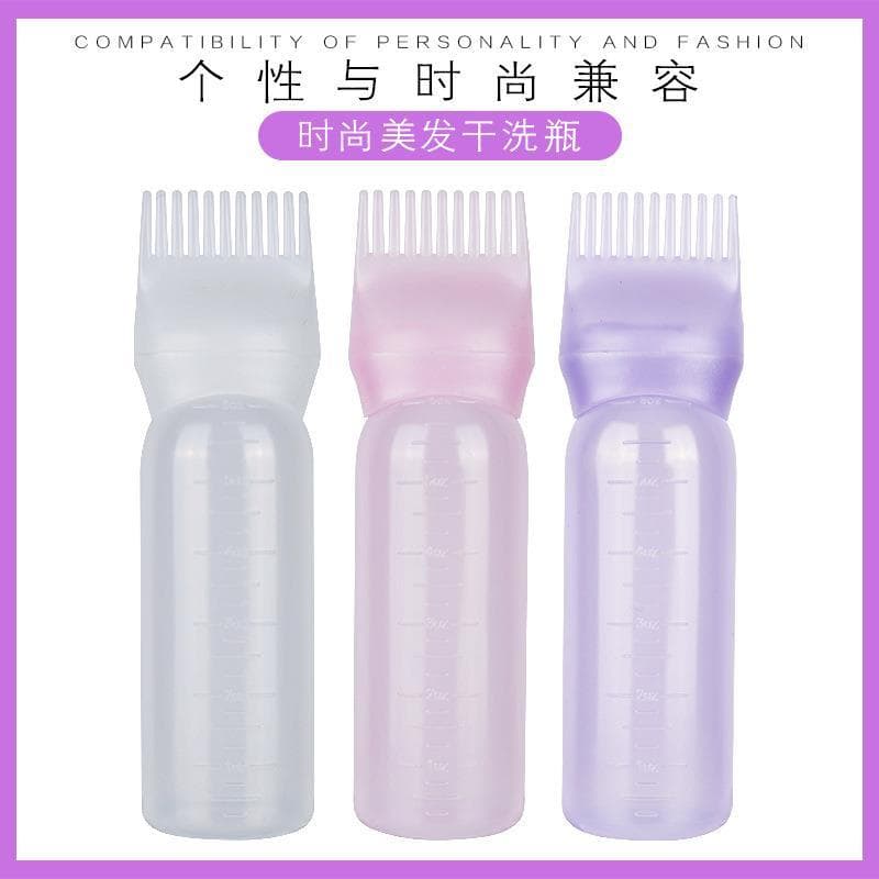 Frasco de limpeza a seco com dentes Limpeza a seco Tingimento de cabelo Perm com escala 120ML Shampoo Cabeleireiro Gotej