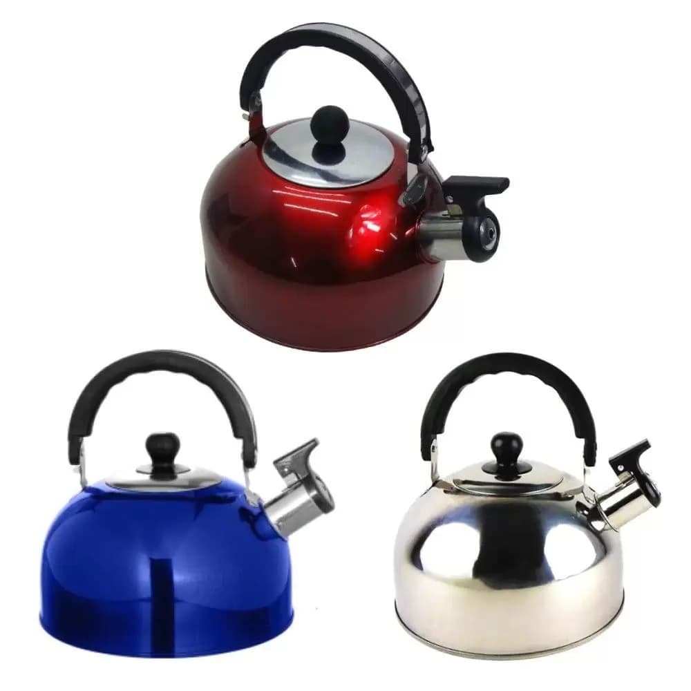 CHALEIRA EM ACO INOX COM APITO E ALCA TERMICA BULE 2 LITROS PARA CAFE AGUA CHA COZINHA FOGAO