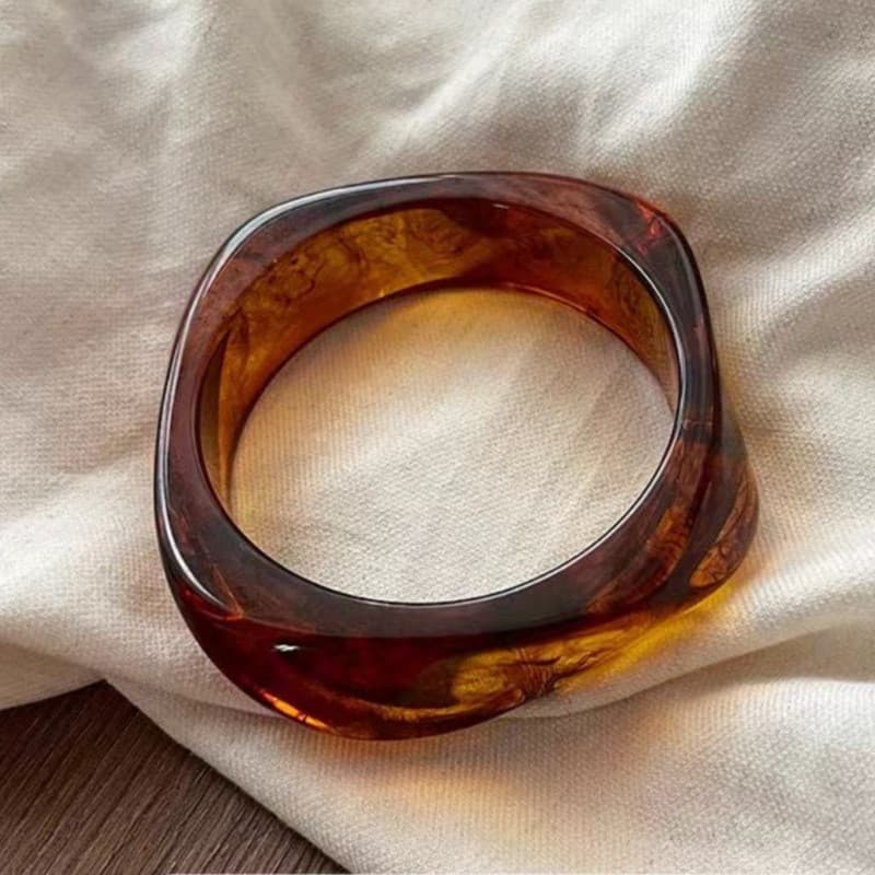 Nova Pulseira De Resina Para Mulheres – Minimalista Retrô Larga De Nicho Acrílico , Punho Fashion Âmbar,Feminino
