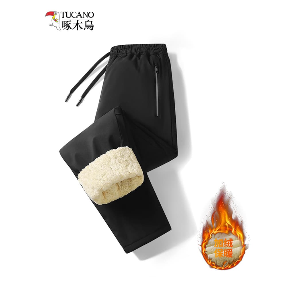 Pica-pau inverno lã de cordeiro calças de algodão homens de meia-idade idosos forro de lã engrossado quente exterior Wea