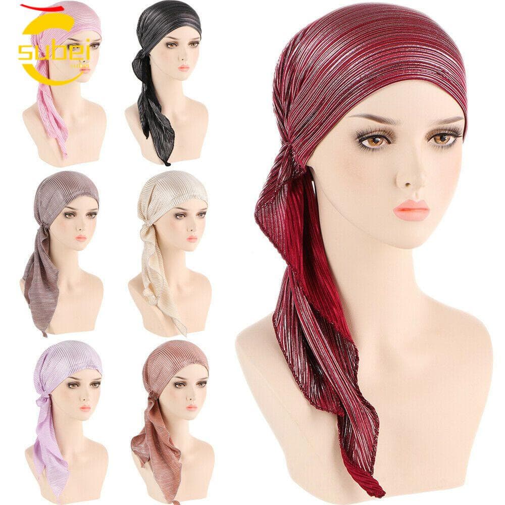 SUBEI Chapéu Capa De Cabeça Feminina Pré-Atado Turban Headwear Lenço Cancer Quimio Cap