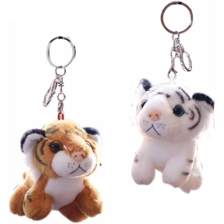 LUOZZY 2PCS Chaveiro de Pelúcia em Forma de Tigre, Pendente de Animal de Pelúcia para Mochilas, Bolsas de Mão e Carteira