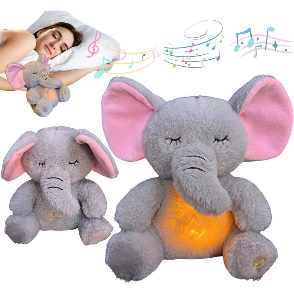 Urso de Pelúcia Antiestresse Koala Elefante, Urso de Pelúcia com Música Calmante e Luzes, Lontra de Pelúcia para Dormir,