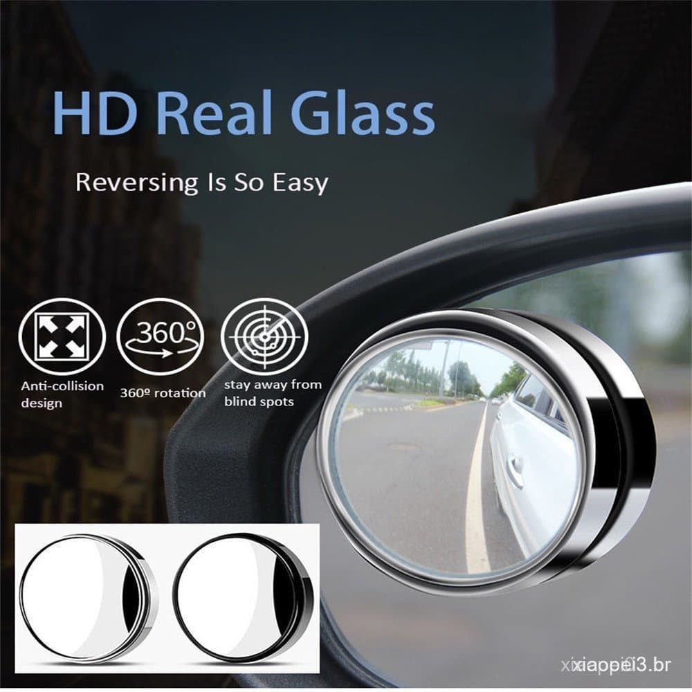 2pçs hd Ponto Cego Espelho Retrovisor Do Carro Pequeno Convexo Redondo Grande Campo Reverso De Estacionamento Com Ângulo