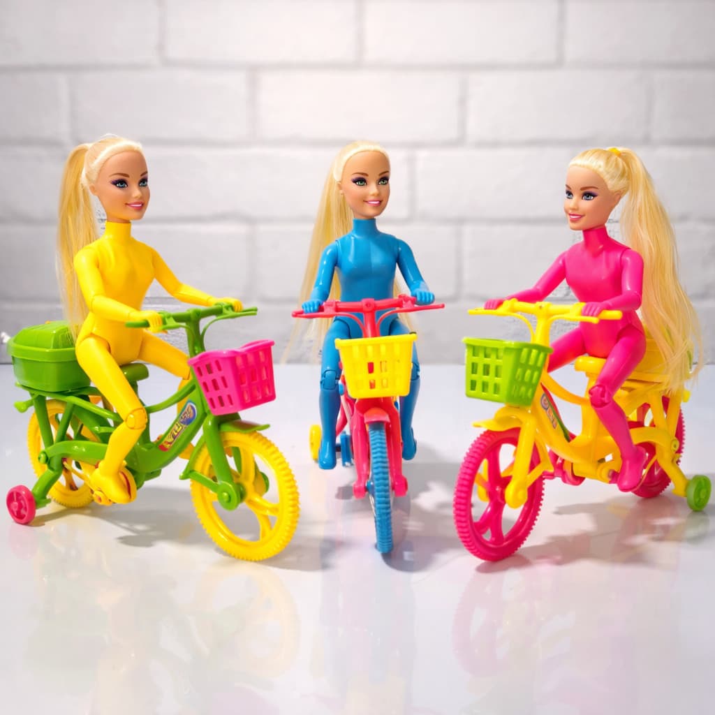 Boneca Acorda Na Bicicleta Presente Menina Barato Brinquedo TK-1170