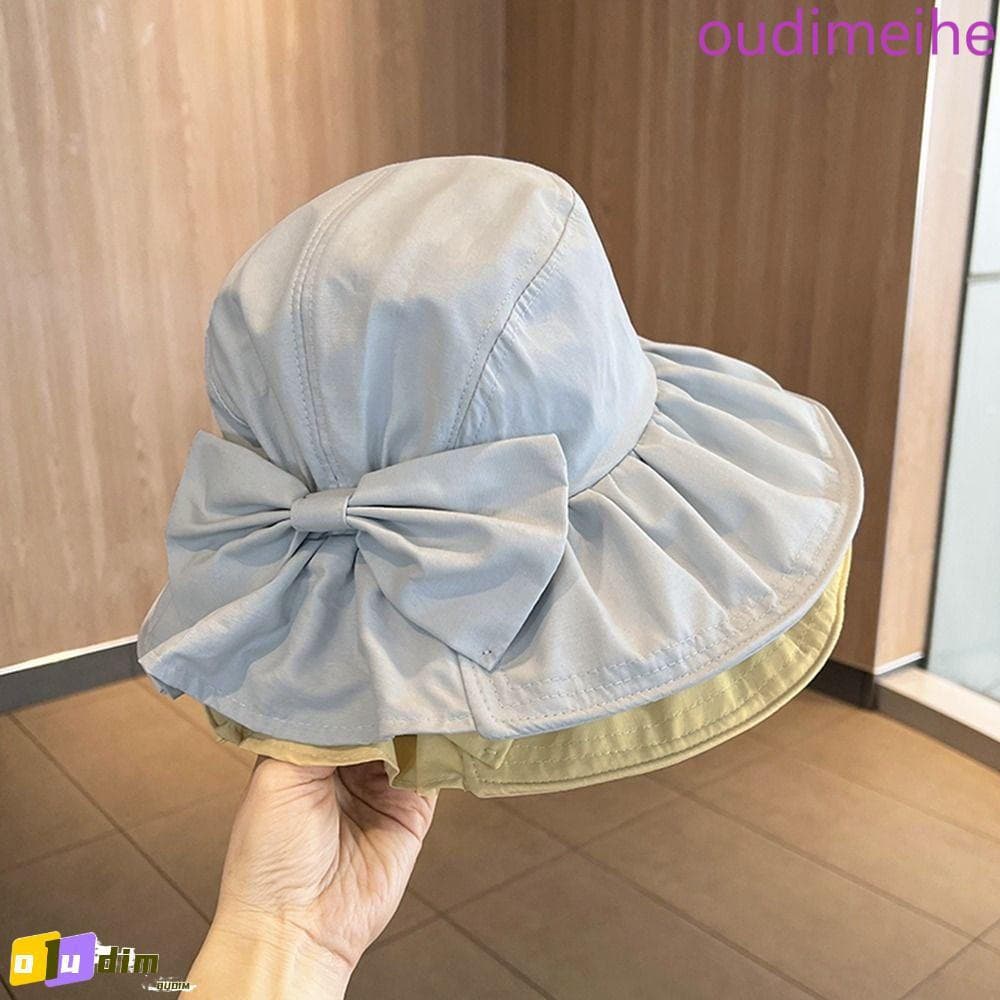 OUDIMEIHE Chapéu Balde Feminino Para Viagem Ao Ar Livre , Dobrável , Laço , Viseira De Pano , À Prova De Ultravioleta ,