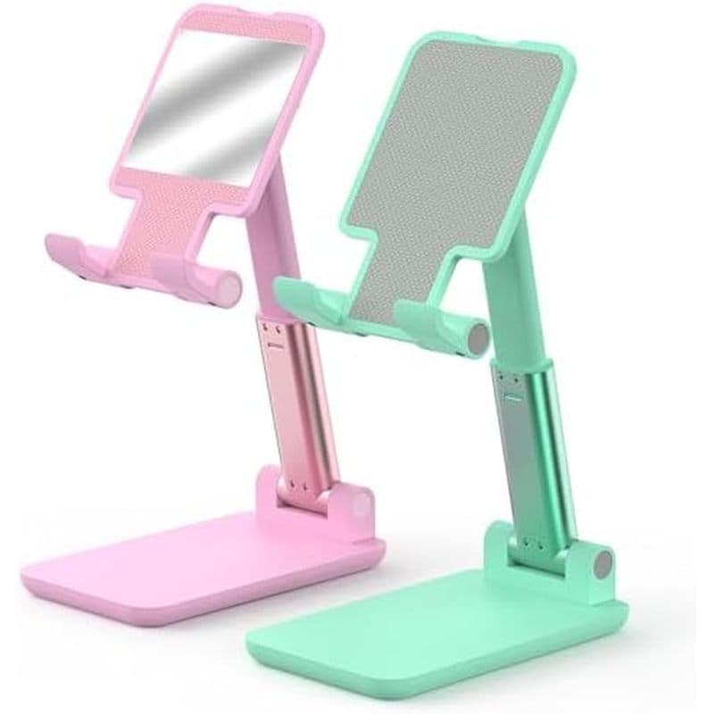 Suporte para celular, com ângulo e altura ajustáveis, adequado para uso em mesa, dobrável e portátil, com almofada de si