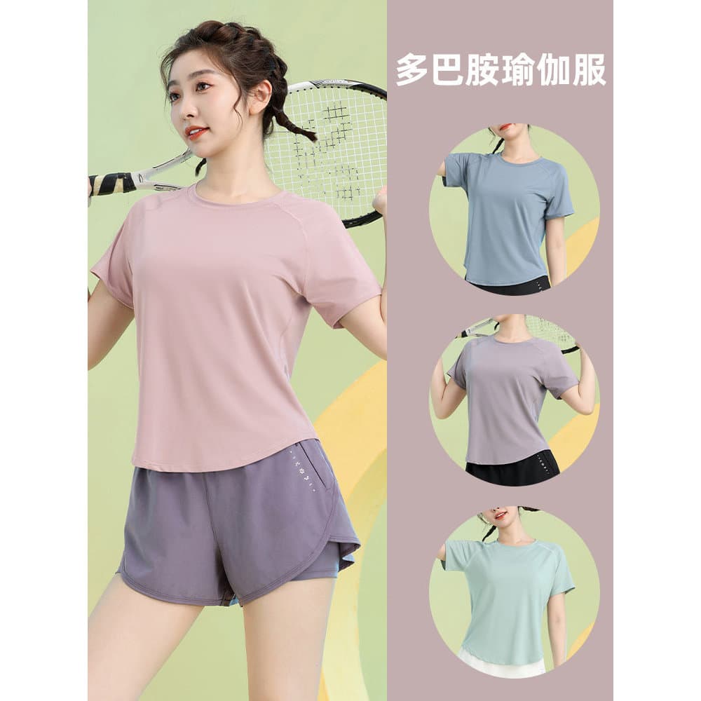 Verão dopamina Wear leve respirável camisa de Badminton feminino de manga curta solta roupas de Fitness Yoga roupas de s