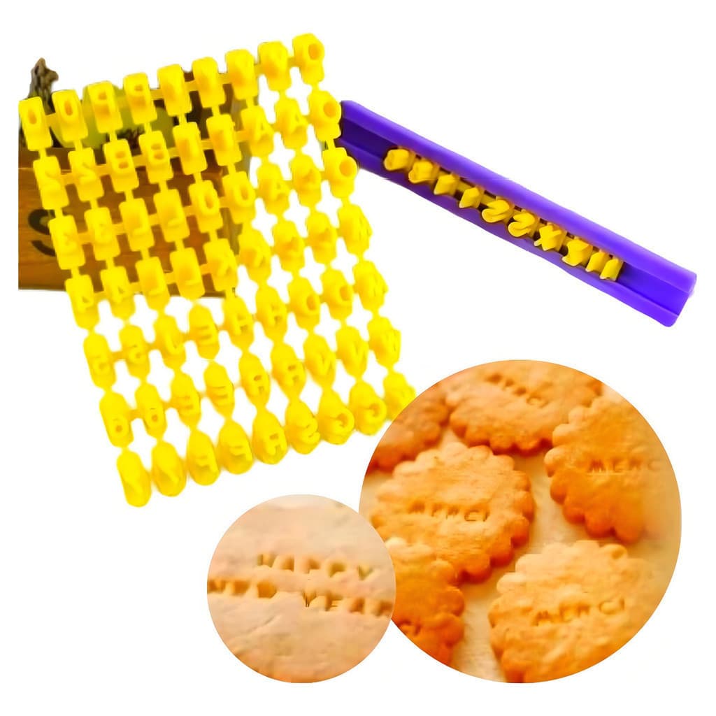 Carimbo Marcador de Letras para Biscoitos e Massas Kit Alfabeto Personalizado Confeitaria