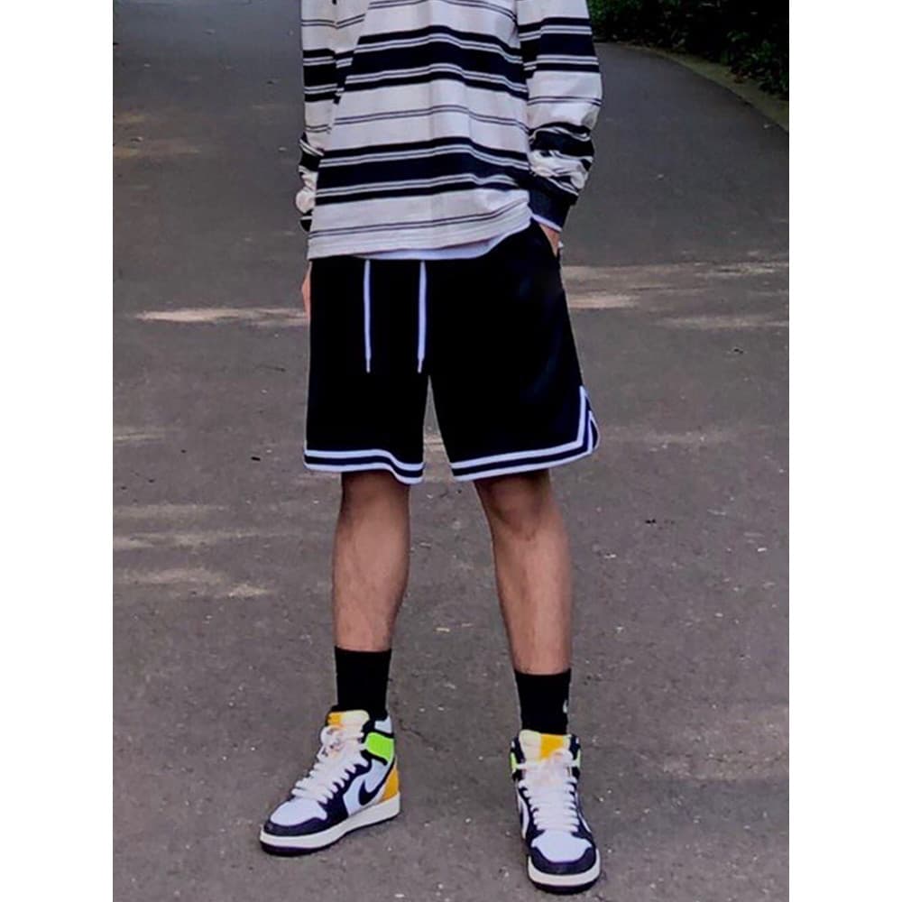 Shorts de basquete americano masculino na moda de secagem rápida respirável calças esportivas cordão Casual calças de ci
