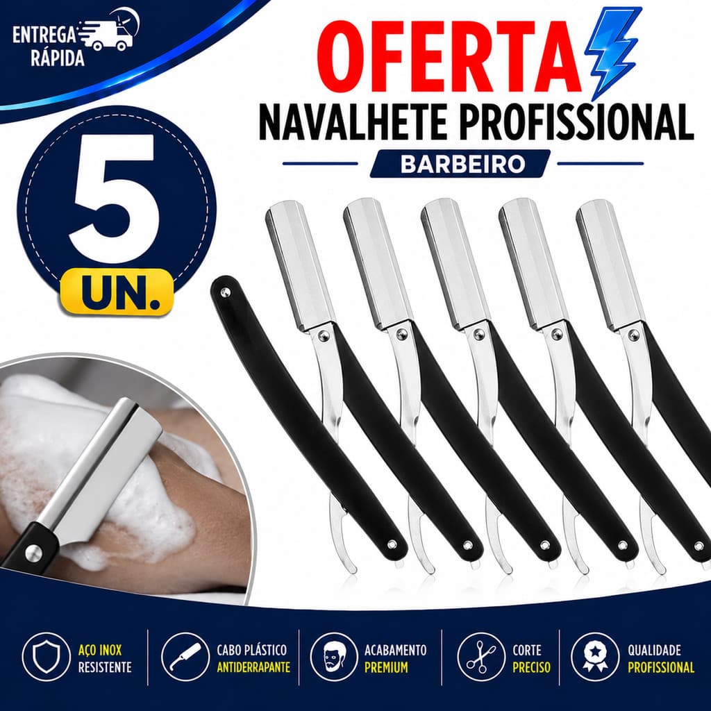 5 UN  NAVALHA PROFISSIONAL PARA DESENHO DE BARBA CORTE MASCULINO