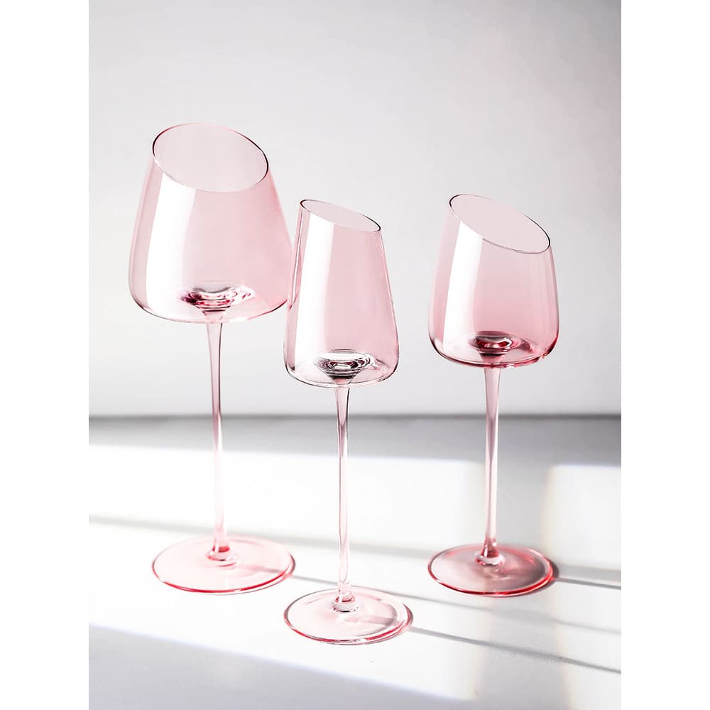 Estilo europeu Diagonal Flamingo vidro de vinho tinto luz luxo rosa cristal vidro doméstico ins estilo taça de vidro cha