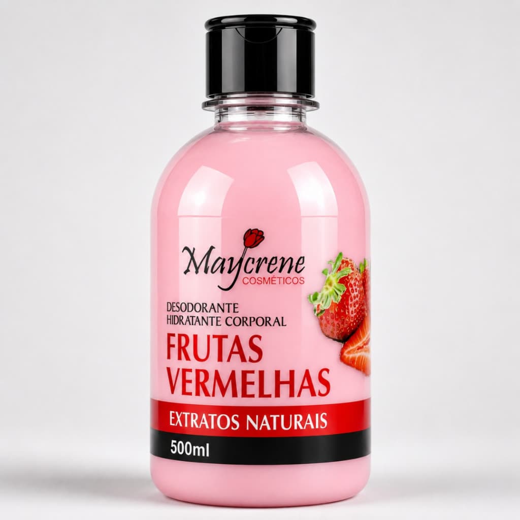 Hidratante corporal Frutas vermelhas 500ml Hidratação intensa Maciez Perfume suave Maycrene
